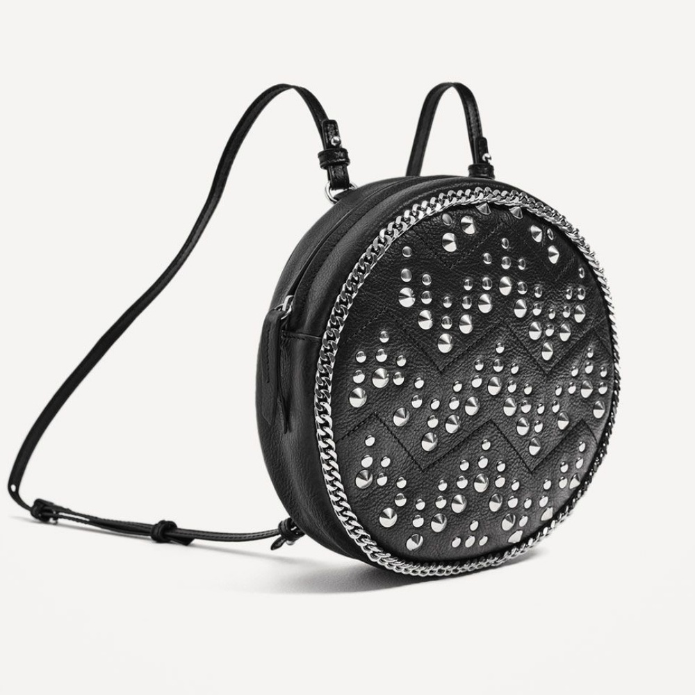NWT! Zara Genuine Leather Studded Leather Backpack